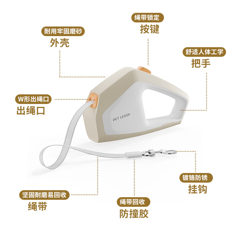 Nuevo tipo de cuerda de tracción de mascotas retráctil cuerda de perros pequeños y medianos cuerda de perros portátil para caminar artículos de mascotas al por mayor transfronterizos