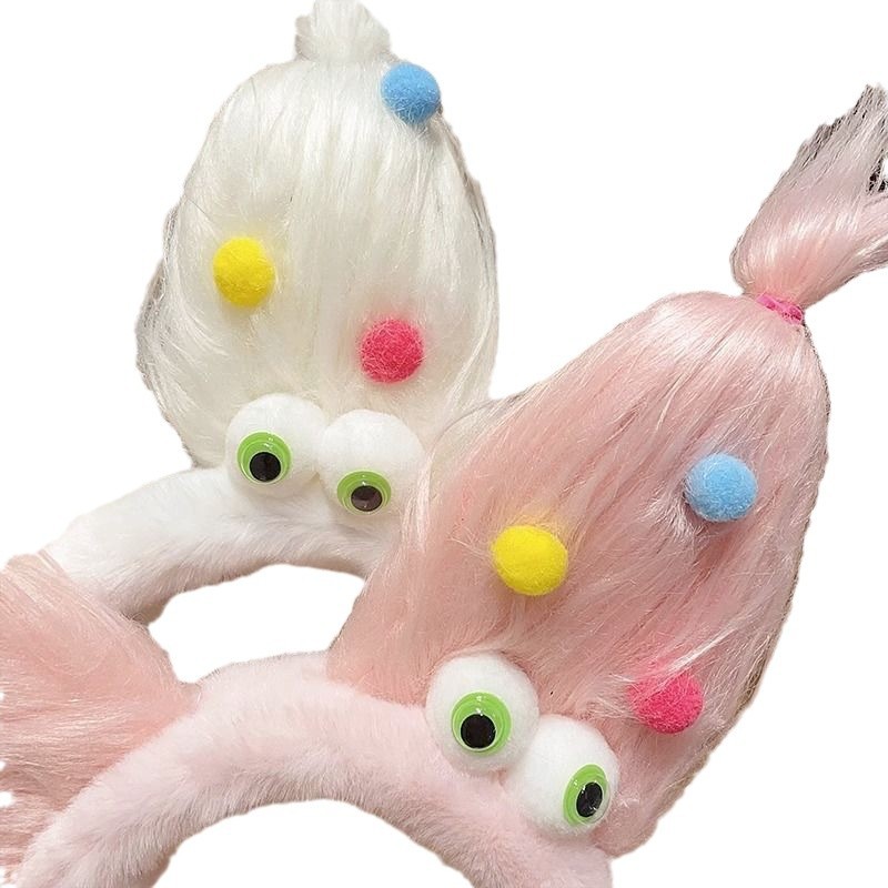 Muñeca fea felpa diadema divertido lindo pelo banda oído pelo banda extraño Piel de dibujos animados horquilla diadema cabeza