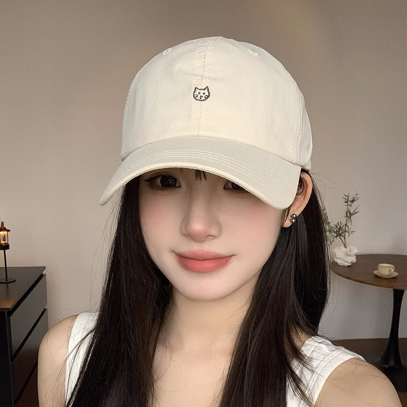 新款可爱猫咪刺绣棒球帽高颜值防晒鸭舌帽遮阳透气春夏百搭帽子女|undefined
