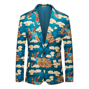 Cross-border 2024 New Slim-fit Suit Men's Host MC Best Man Dress Casual Color Suit Men's Single Western Jacket