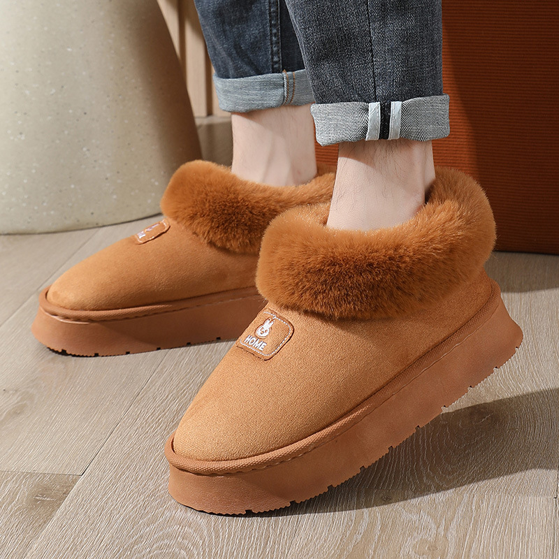 Zapatillas de algodón nuevas del 2025 para hombre y mujer, estilo simple de invierno, se pueden usar al aire libre, botas de nieve con parte trasera cerrada, forradas con forro polar, gruesas y cálidas.