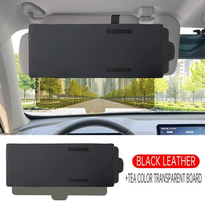 Car Portable Sun Visor, Sun shade - black-leather-brown-transparent-board