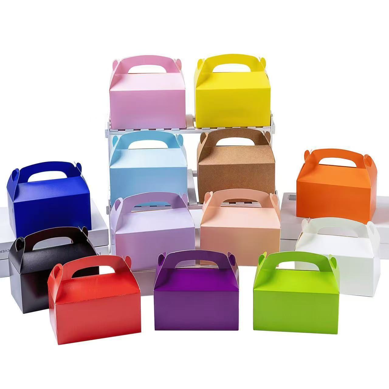 Caja de embalaje de color de grado alimenticio Caja de embalaje de panadería de color sólido Caja de embalaje de pastel Postre galletas de nieve Caja de embalaje portátil image 1