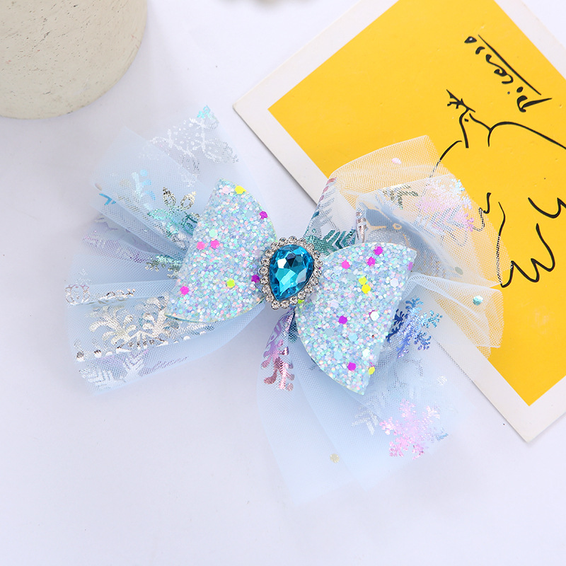 Kid's Princess Bow Knot Glitter Sequins Inlay Rhinestones Hair Clip display picture 5