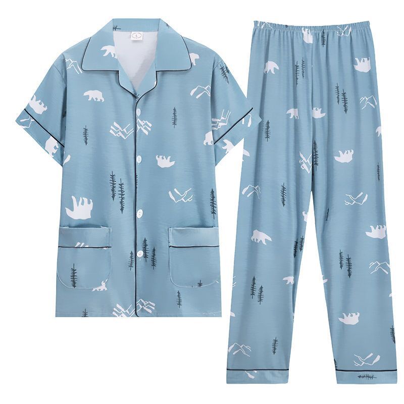 [Sensación suave] pijamas de verano para hombre 100% algodón pantalones de manga corta ropa para el hogar traje de verano para hombre