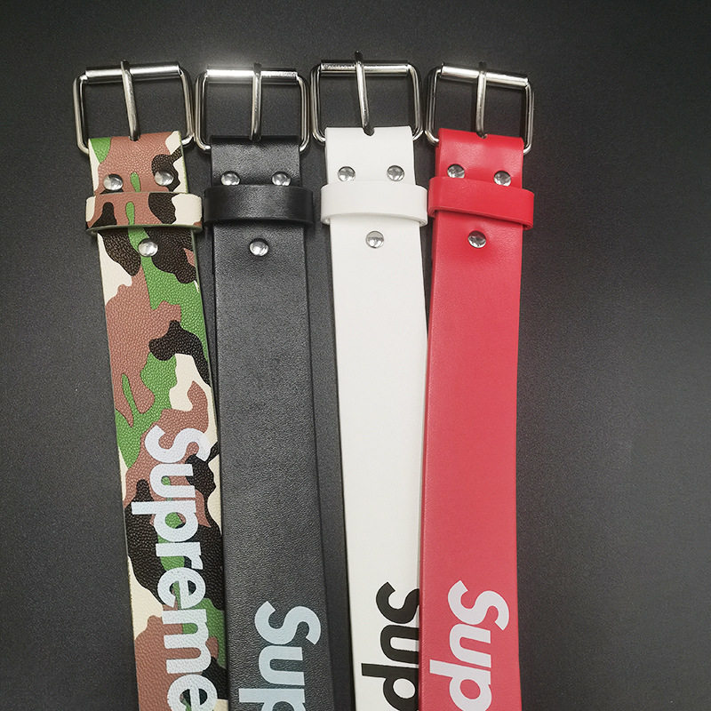 Universal fashionable trend red black belt with letters for men and…