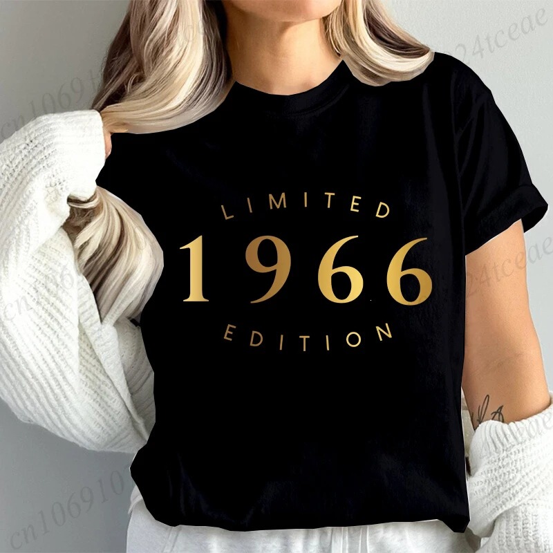 Summer Fashion Women's T-Shirt Limited Edition 1966 Graphic Print Vintage Est 1966 Birthday Lady t