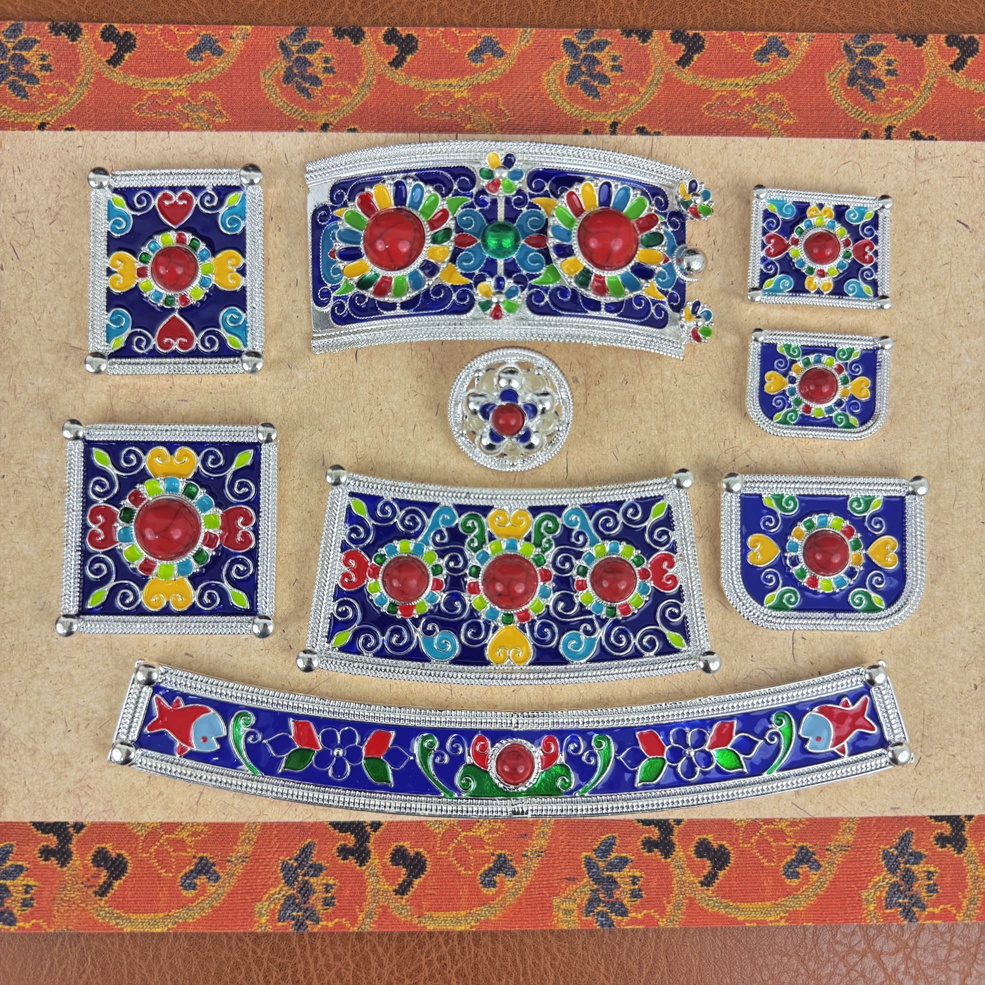 Монгольская свадебная шляпа Ордос, головной убор, головной убор, большая шляпа для выступлений, ручная работа, металлическая живопись, масляная краска, материал «сделай сам»