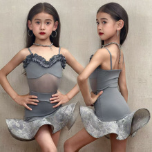 FAZ新款女童高级感训练表演练习服装少儿网纱拉丁舞服练功演出服