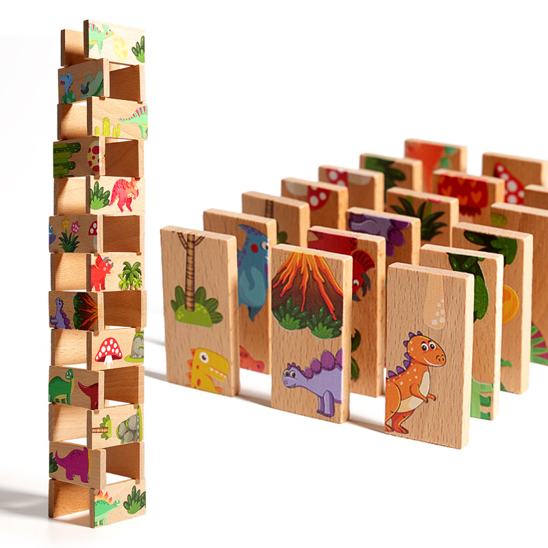 Juegos de solitario de dinosaurios para niños pequeños Juegos de mesa de dominó Juegos de ajedrez de memoria Juguetes de entrenamiento de pensamiento