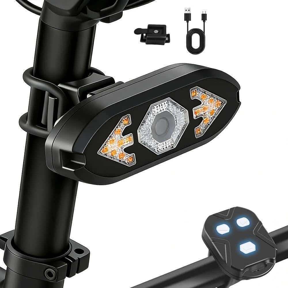 Carga USB transfronteriza señal de giro de control remoto inteligente conducción nocturna con bocina luz trasera de advertencia de dirección LED luz de freno impermeable image 11