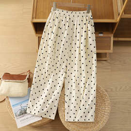 实拍 波点裤子哈伦裤女新款夏季薄款九分裤宽松阔腿裤休闲慵懒风