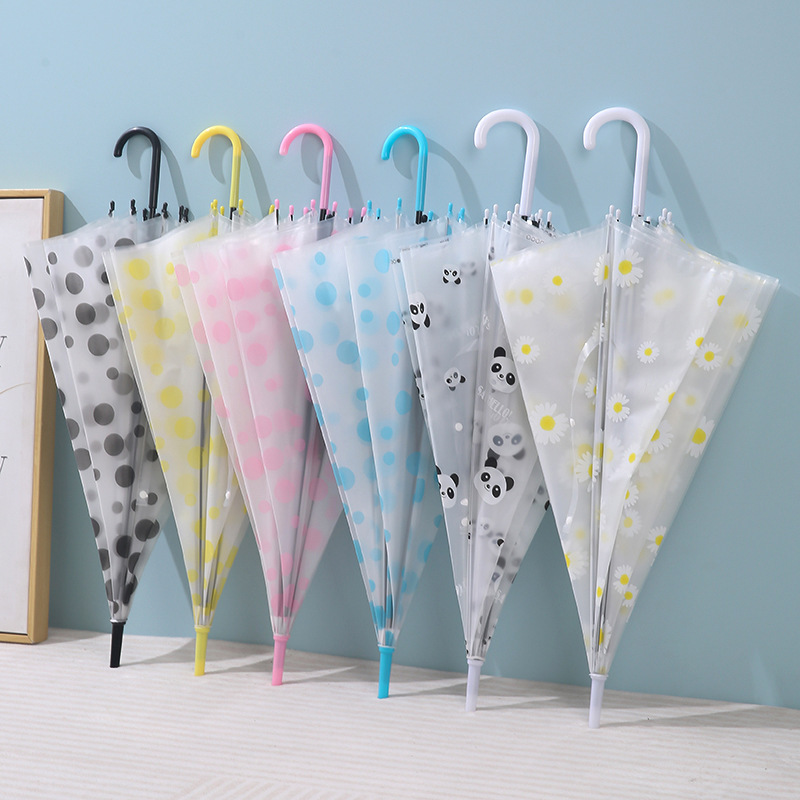 Creative Frosted High-Quality Trendy Transparent Polka Dot Long-Handle Transparent Umbrella, Straight Pole, Rain or Shine, Fresh Style Umbrella