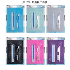 Junesix Handbook Art Pen Knife Cutting Pad Set A5 Cutting Board Engraving Pen Knife Aluminum Ruler Three-piece Set