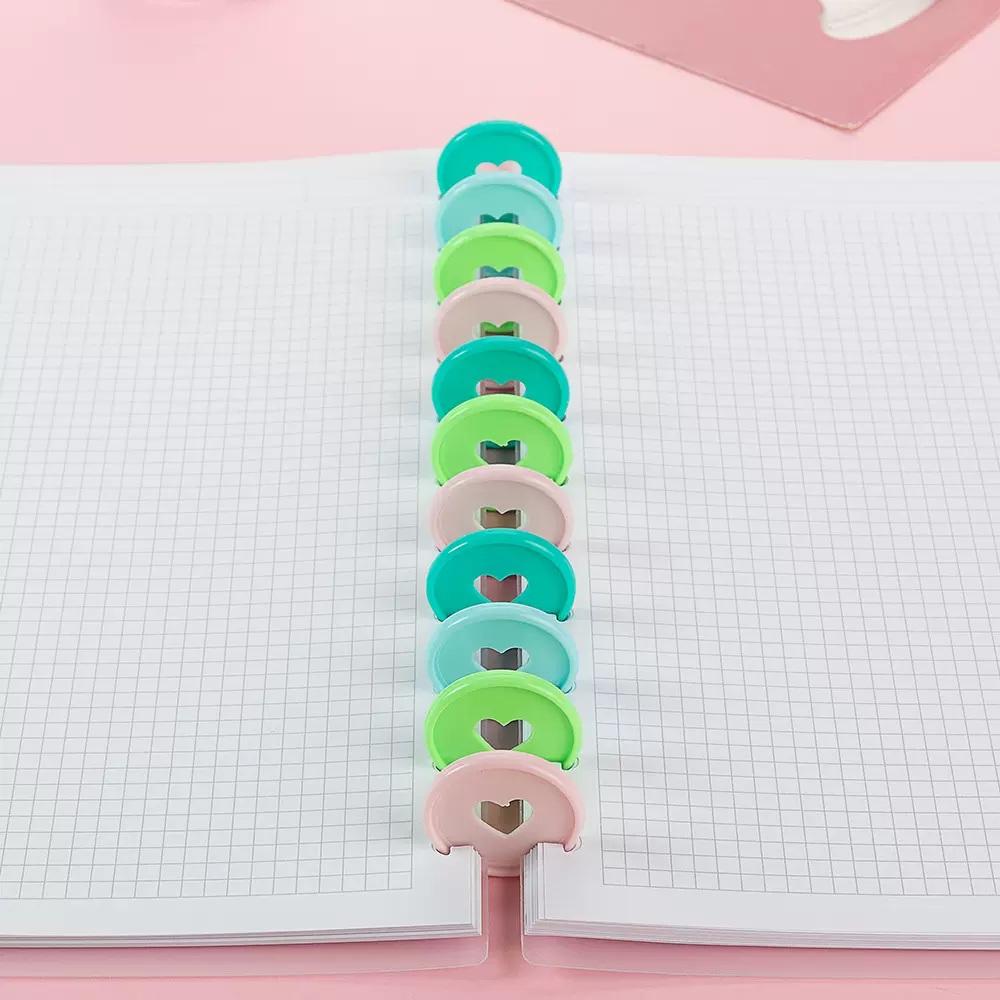 科酷新款马卡龙色塑料爱心蘑菇孔装订扣 记事本手账本活页扣