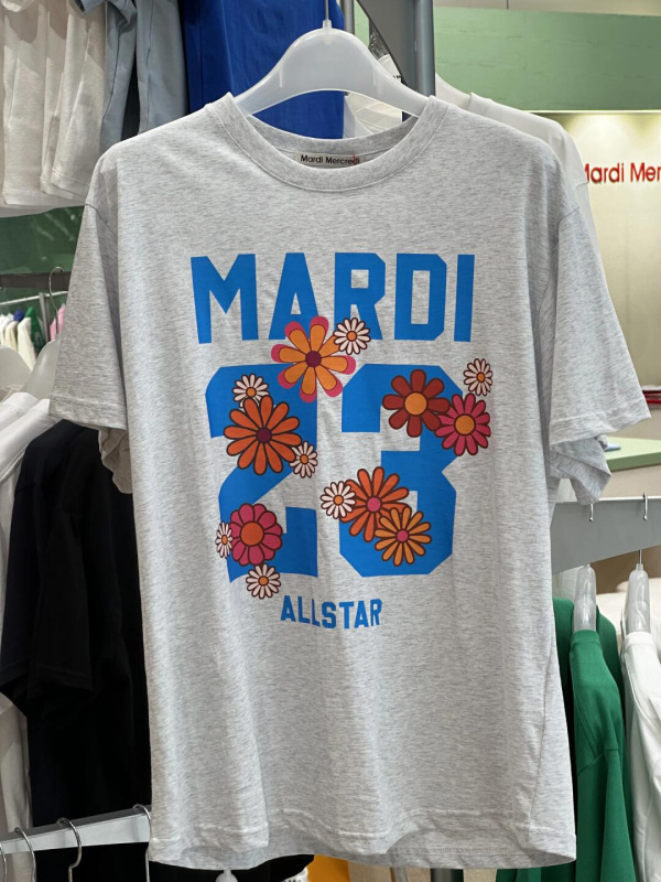 韓国マルディトレンディな半袖フラワープリントゴールドハイシルバー夏ラウンドネック純綿ルーズTシャツトップトレンディ|undefined
