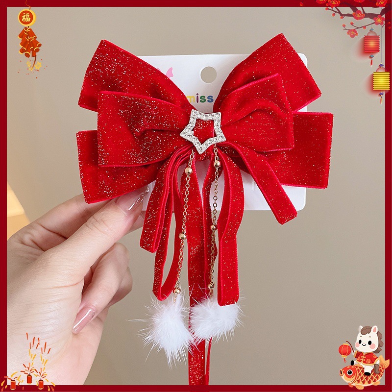 Horquilla Infantil con Borlas Chinas Hecha a Mano para Año Nuevo y Hanfu