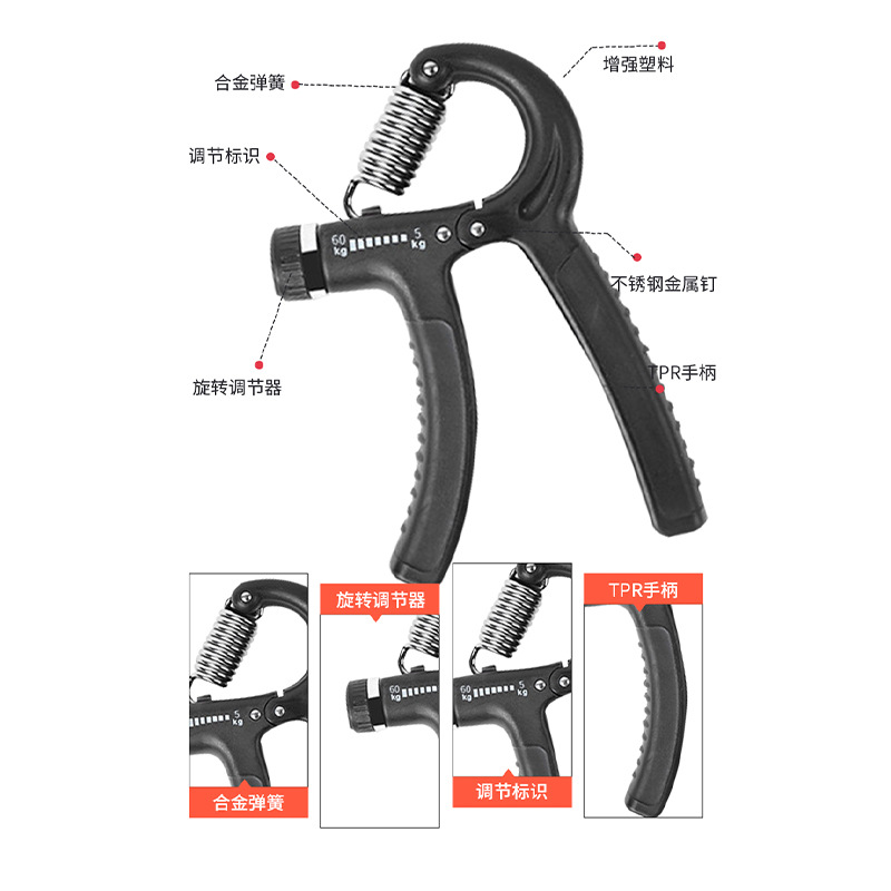 Traje de agarre en stock pulsera ejercicio mano fuerza agarre traje equipo de entrenamiento agarre conjunto de cinco piezas