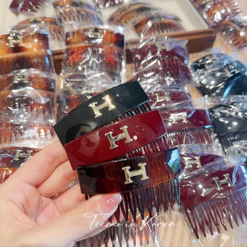 现货 韩国饰品代购H字母商场简约纯色韩标尺梳发梳发夹梳子发卡|undefined
