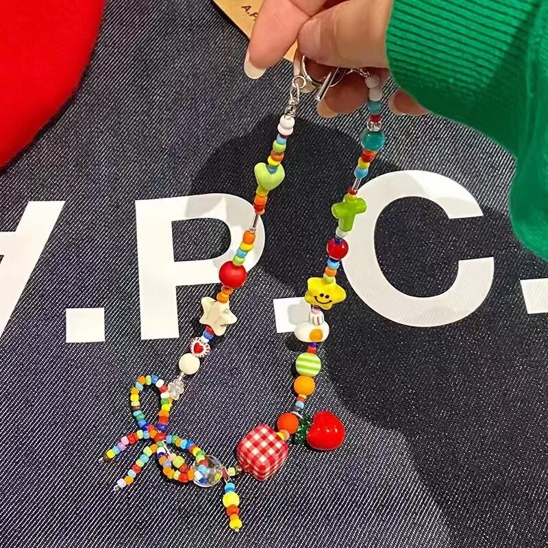 Pendant National Fashion Cat's Eye Stone Clavicle Chain Beaded Klein Necklace Blue Elephant Design Niche Rice Beads Fresh Sweet