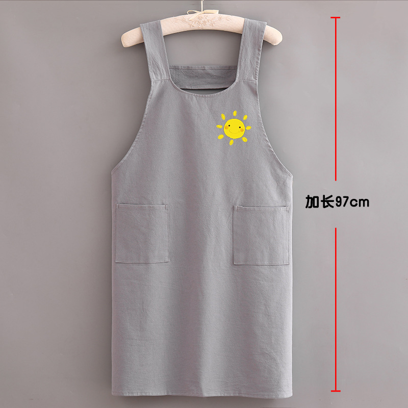 Delantal de algodón puro 2023 nueva cocina doméstica antiincrustante transpirable de manga larga ropa de trabajo de mujer cintura para adultos