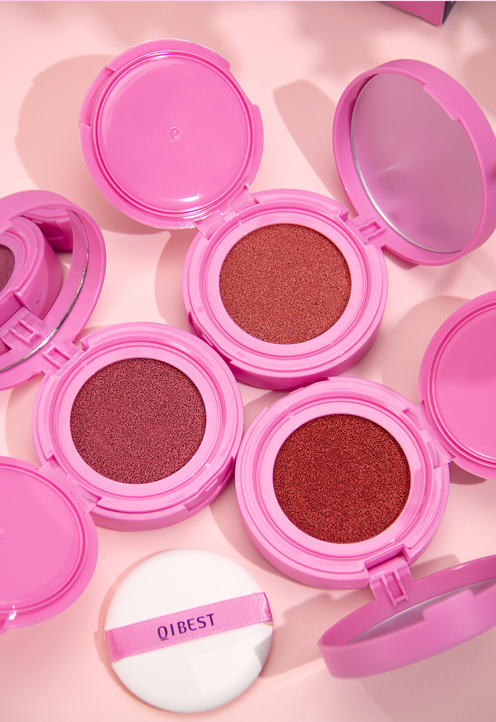 QIBEST Cushion Blush matte naturally brightens rosy complexion, nude blush liquid contouring facial makeup undefined