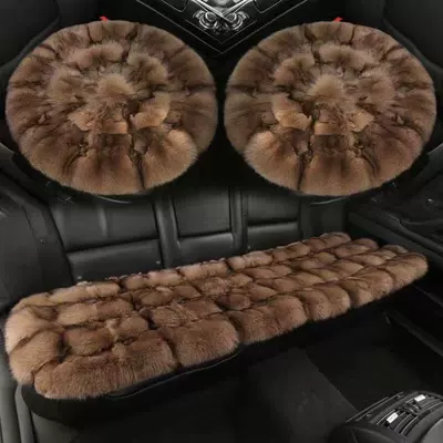 with a round design and a set of — Wool pad - three-piece-set-khaki-color