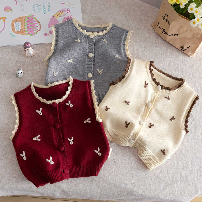 Children's Vest Autumn Clothing 2025 New Style Girls Outer Wear Foreign Style Vest Baby Autumn and Winter Knitted Vest Small Kidsren's Clothing