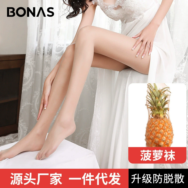 Bona Ness Чулки с ананасами Женские летние шелковые чулки произвольной огранки Ультратонкие колготки Сексуальные колготки Шелк с защитой от зацеплений