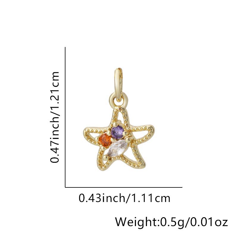 Zircon Inlay Material Jewelry Accessories Classification 1 Piece 12.1*11.1mm Copper Zircon Starfish Pendant