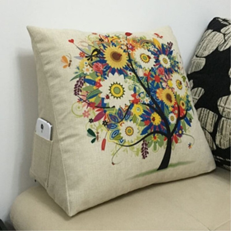 Triangular Three-Dimensional Cushion, Large Pillow, Headboard Cushion, Sofa Cushion, Office Chair Lumbar Support Back Cushion with Core