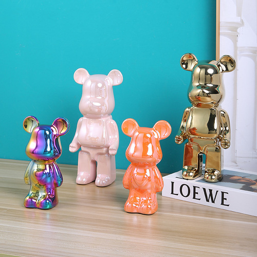 Modern violent bear electroplated ceramic ornaments cute piggy bank entrance living room bedroom desktop decoration holiday gift