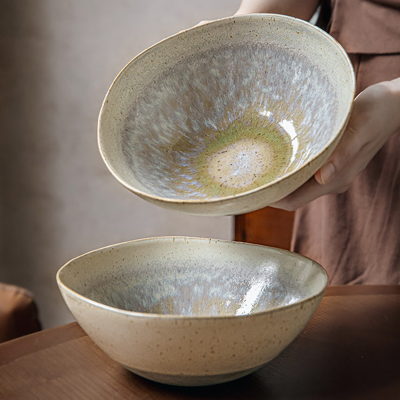 Yihe super hermoso tazón de ensalada irregular tazón de restaurante de alta calidad tazón de cerámica característica tazón de macarrón Douga exportación transfronteriza