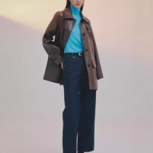 韩国KU*HO 24秋冬新款 中长进口皮 复古皮衣