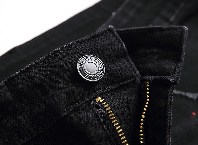 Jeans da uomo, nuovi pantaloni elasticizzati neri da uomo, jeans strappati slim fit da uomo, pantaloni personalizzati_voghion.com