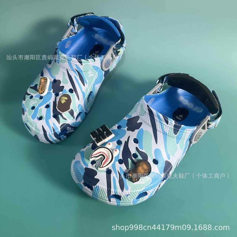 Bape Crocs Collaboration Velcro Non-Slip New Camouflage Ape Men's Shoes Beach Sandals Foreign Trade