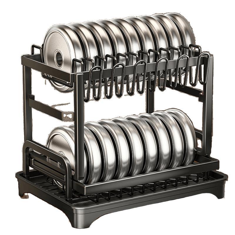 Estante de almacenamiento de cocina multifuncional Taza de doble capa Platos de almacenamiento Platos de filtro de agua domésticos Platos de drenaje