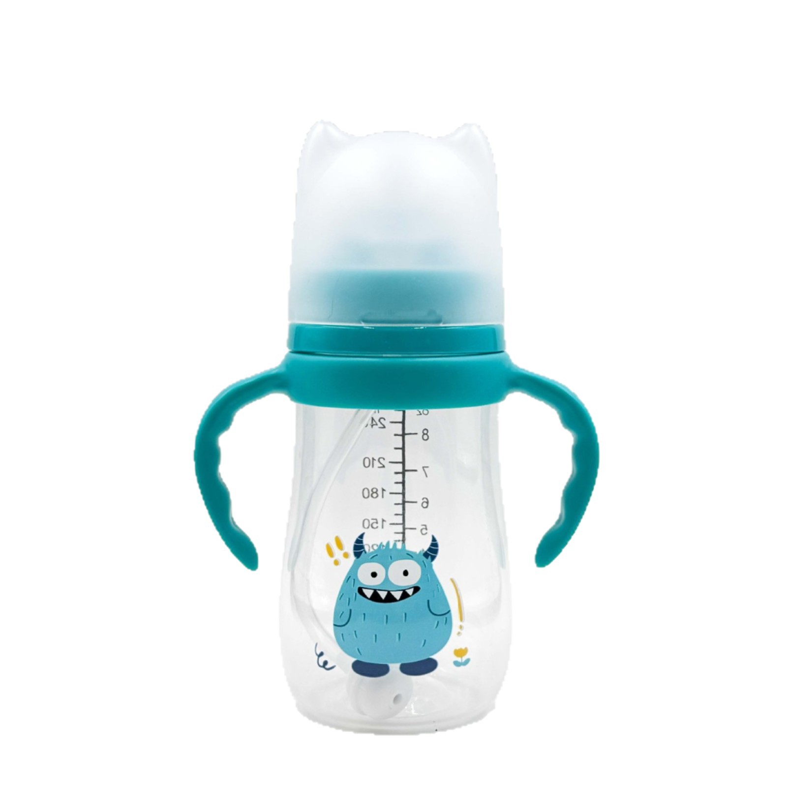 Bebé con chupete 210/260/330ml serie Monster con mango PP biberón con pajita
