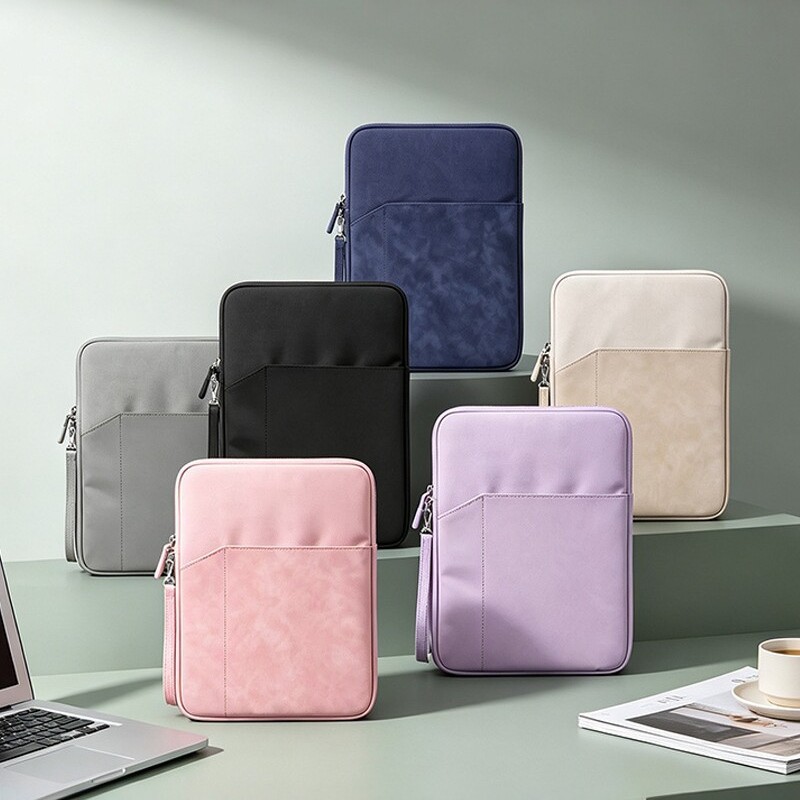 Simple and waterproof tablet case with double-layer storage, a durable and shockproof laptop sleeve, and an iPad protective case for easy carrying