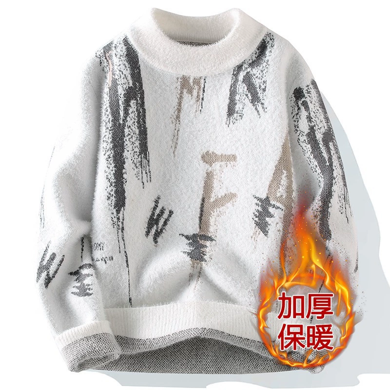 Свитер с половинным воротником Мужские осенние и зимние толстовки Подростки с круглым вырезом