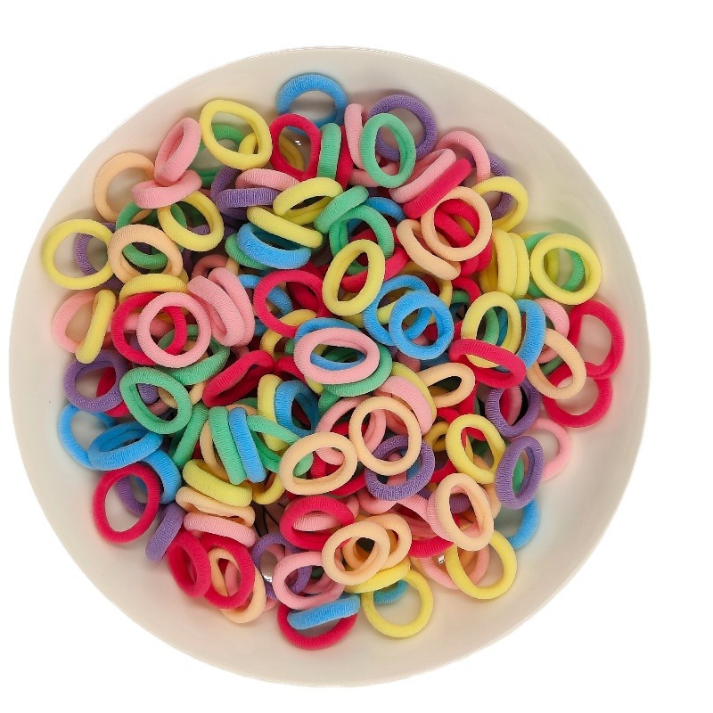 Color de caramelo de alta elasticidad pequeña toalla anillo de cabello bebé anillo de cabello no daña cabello atado fábrica de cabello al por mayor