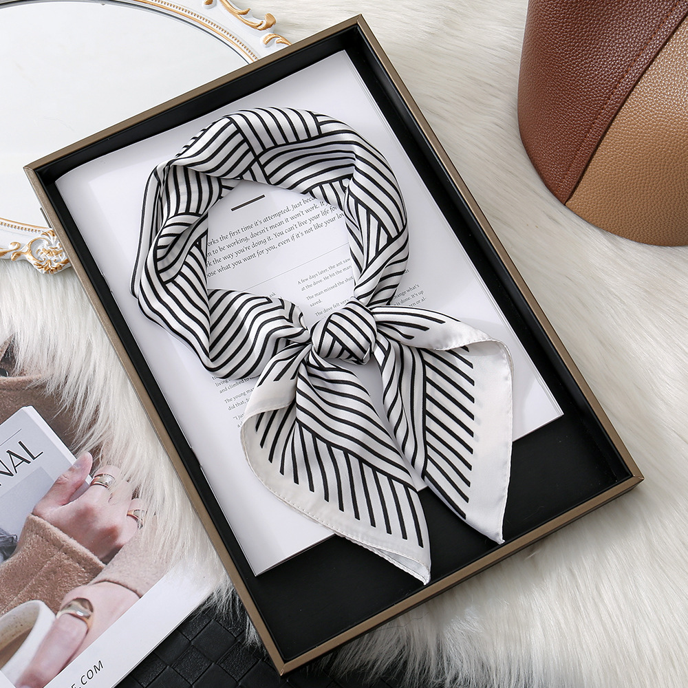 Coreano simple bufandas de seda multicolor a rayas urbanas bufandas de alta calidad bufandas de arena delgada de verano bufandas de protección solar