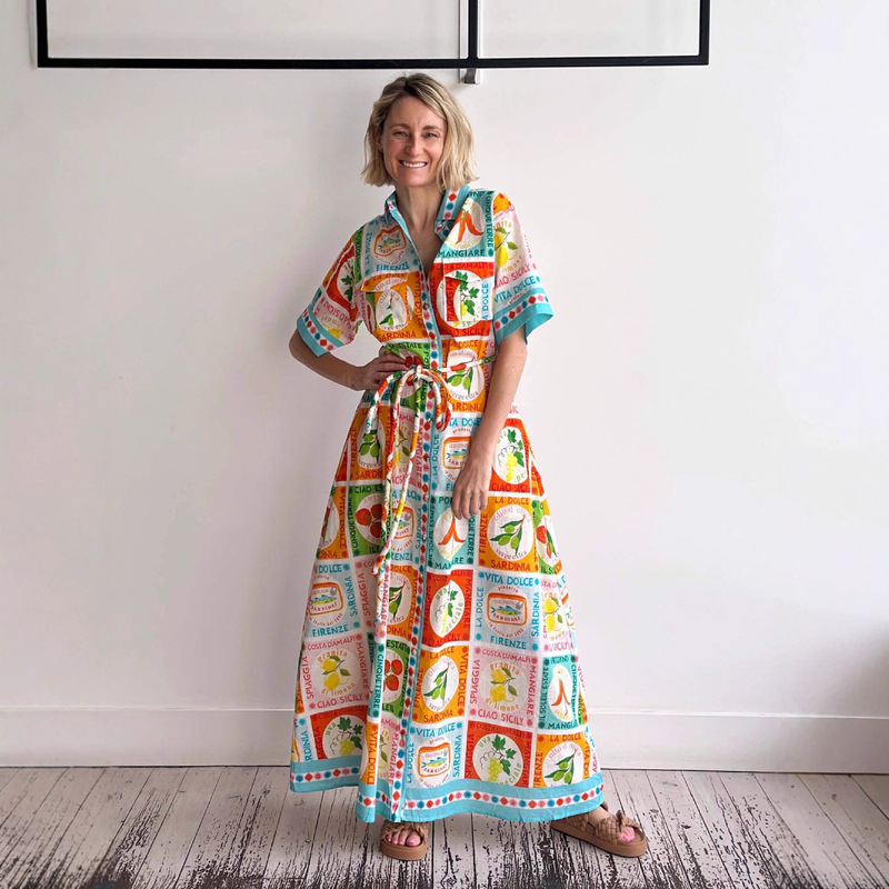European and American Cross-Border 2025 Amazon Aliexpress Independent Station Casual Fashion Linen Shirt Collar Cardigan Long Dress