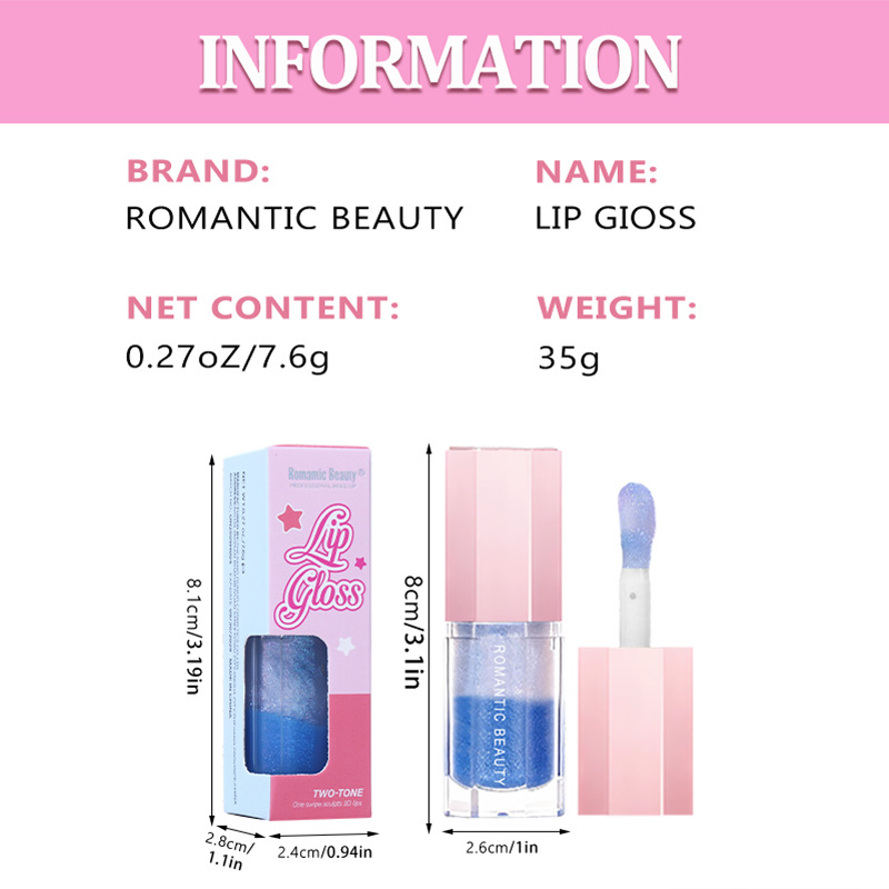 Gloss labial transfronterizo de dos colores, esmalte labial