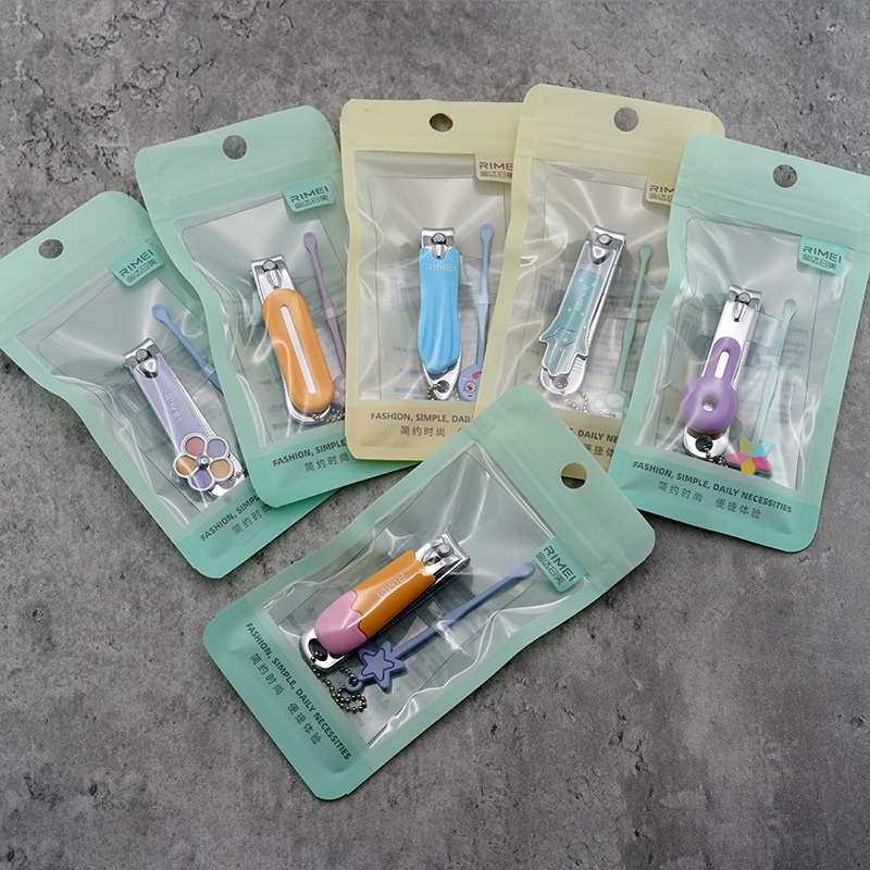 Jinda rimei single bag cartoon nail clippers + ear spoon cute student candy color nail clippers suit Jinda rimei single bag cartoon nail clippers + ear spoon cute student candy color nail clippers suit