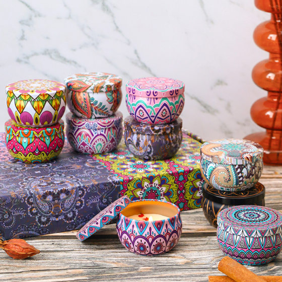 Cross-border export of dried flowers Makou ethnic style tin candles aromatherapy wholesale aromatherapy candles gift boxes suit holiday gifts