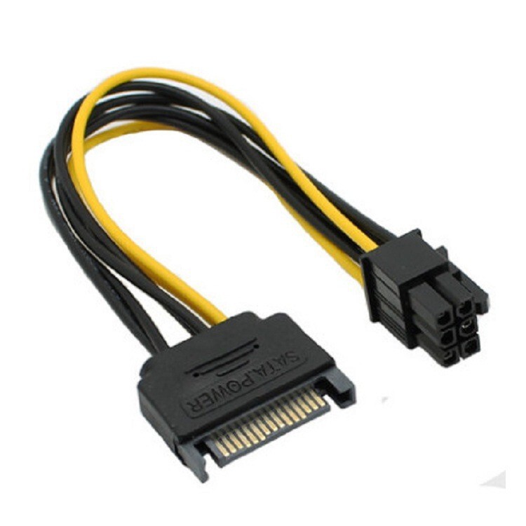 Wholesale SATA power cable 15p to 6P reverse power adapter cable for graphics card 15-pin 6PIN graphics card power cable Wholesale SATA power cable 15p to 6P reverse power adapter cable for graphics card 15-pin 6PIN graphics card power cable