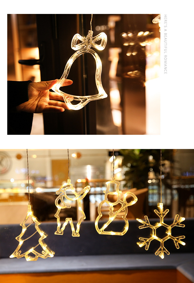 Weihnachts-Fensterbeleuchtung mit Saugnäpfen – 10 batteriebetriebene LED-Dekorationen mit 10 weihnachtlichen Motiven (Weihnachtsmann, Schneeflocke, Rentier u. v. m.)_voghion.com