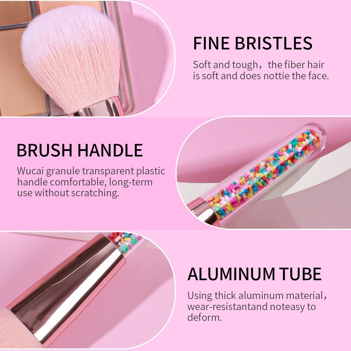 Makeup Brush Set Candy Coloured Soft Bristles Portable Tools_voghion.com