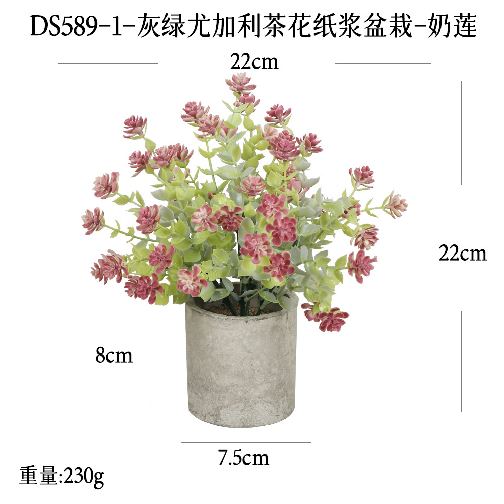 Más de 240 combinaciones populares de macetas con plantas verdes artificiales, decoraciones para el hogar, flores artificiales, bonsáis cilíndricos de pulpa de papel.